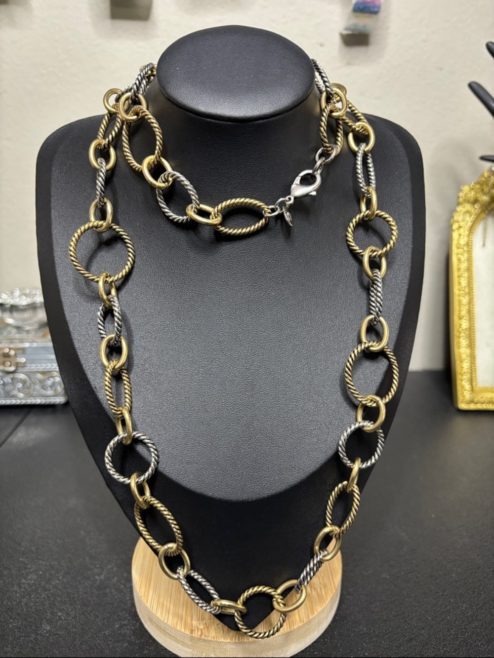 Vintage Kian Family Cable Two Tone Long Chain Link Necklace